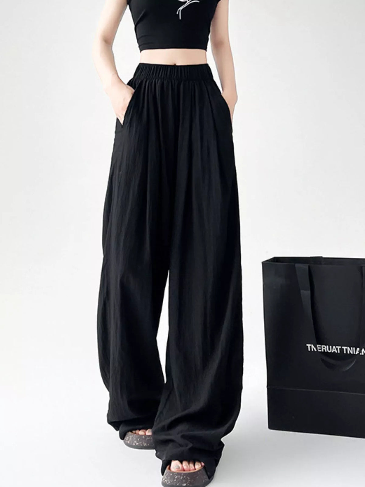 High-Waisted Loose Fit Wide-Leg Pants