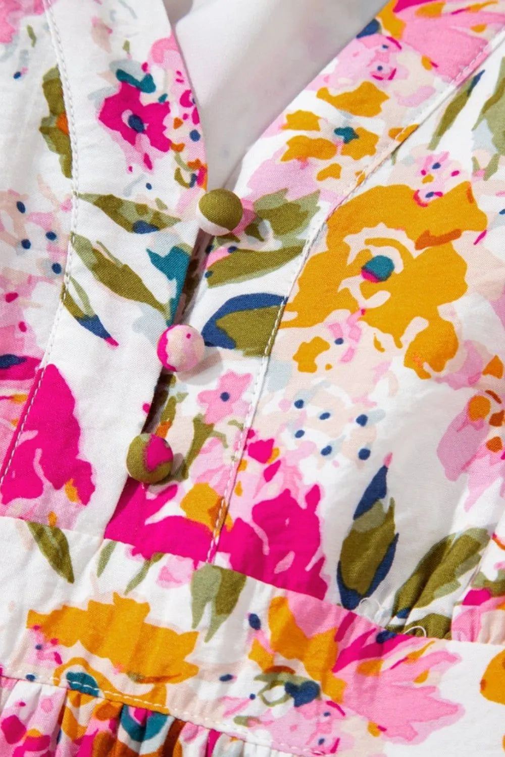 Floral V Neck Dress with Pockets