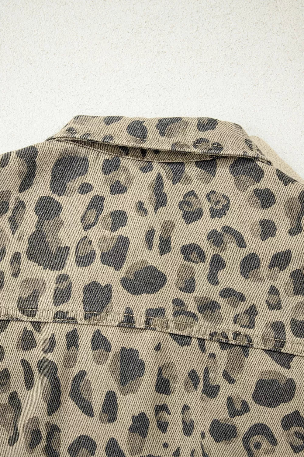 Leopard Print Button-Down Denim Jacket