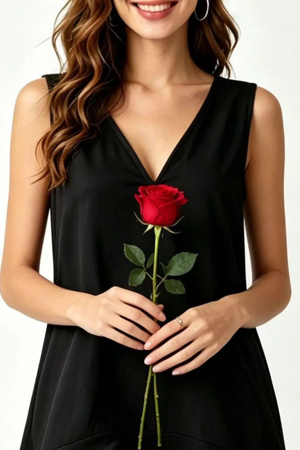 Sleeveless V-Neck Ruffle Hem Mini Dress in Taupe