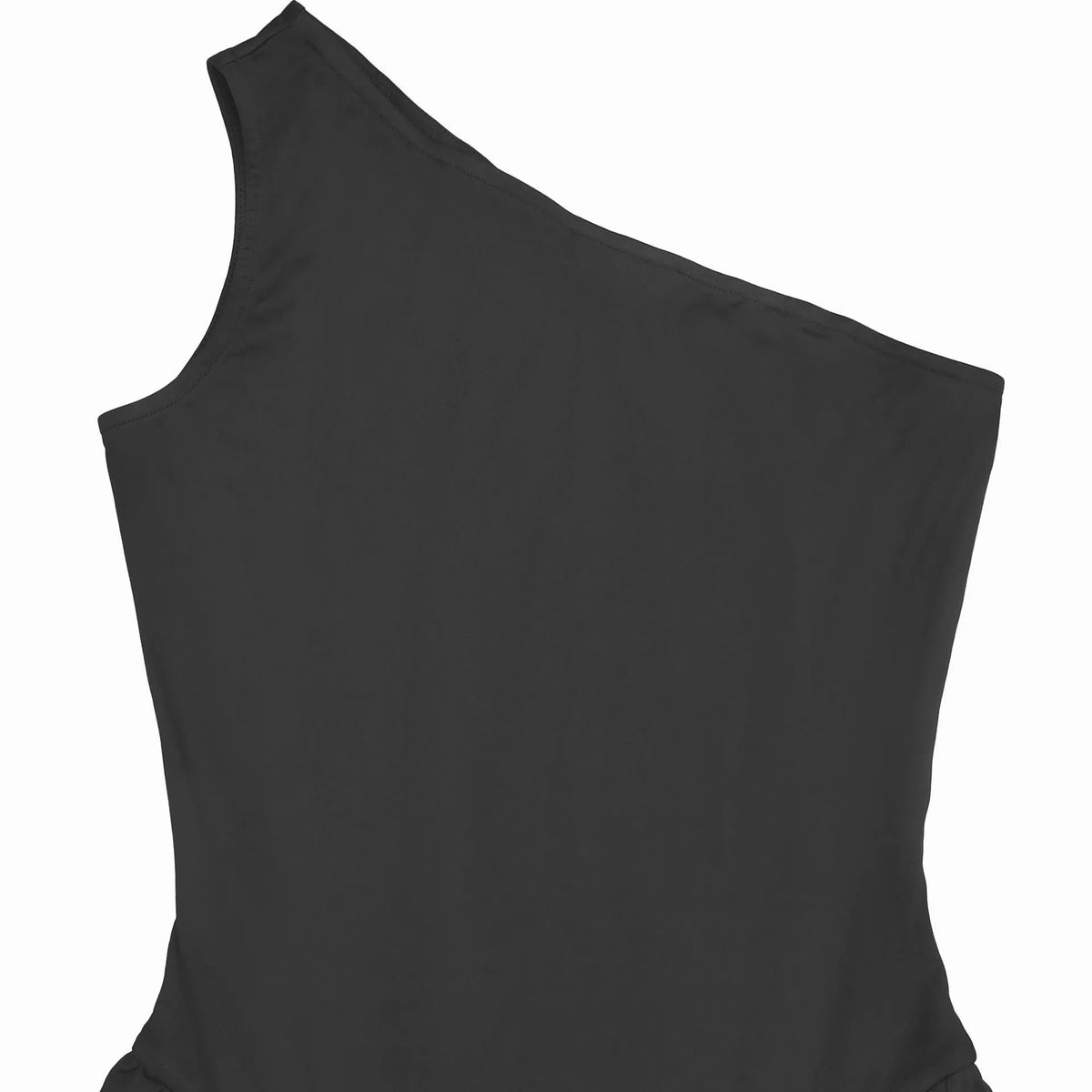 Ruched One-Shoulder Maxi Dress in Black