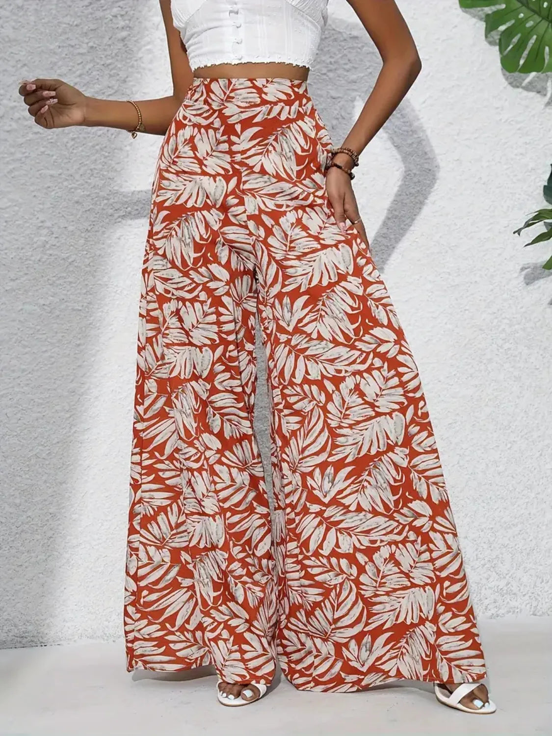 Printed High-Waist Wide Leg Pants
