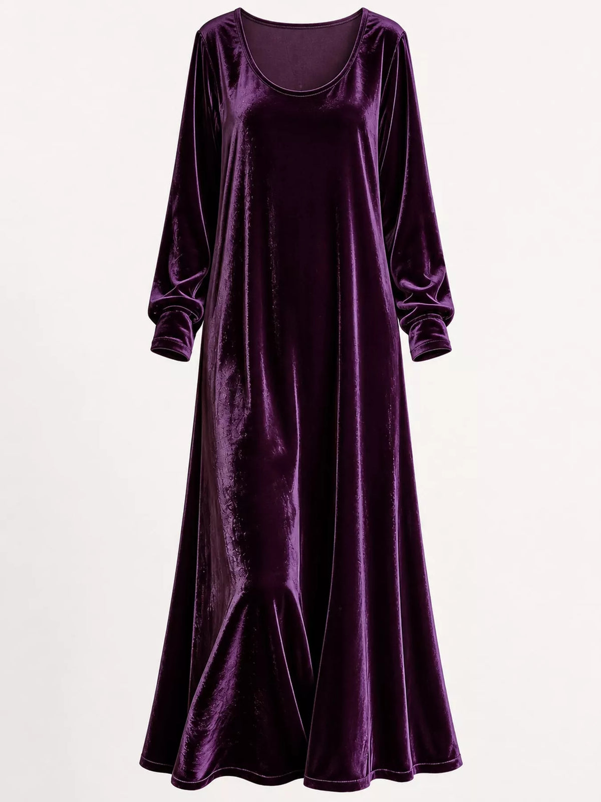 Velvet Long-Sleeve Maxi Dress