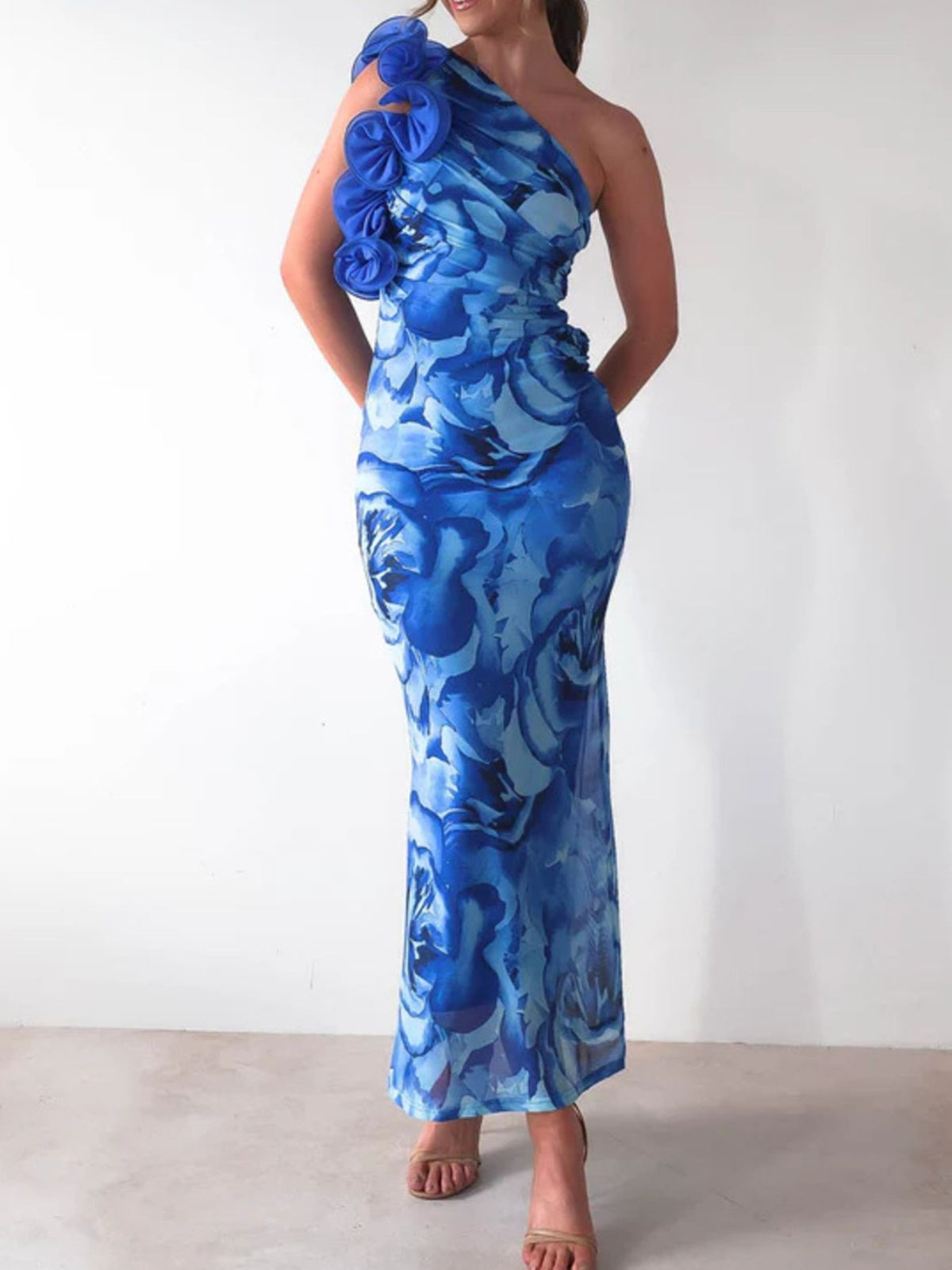 Floral One-Shoulder Maxi Dress