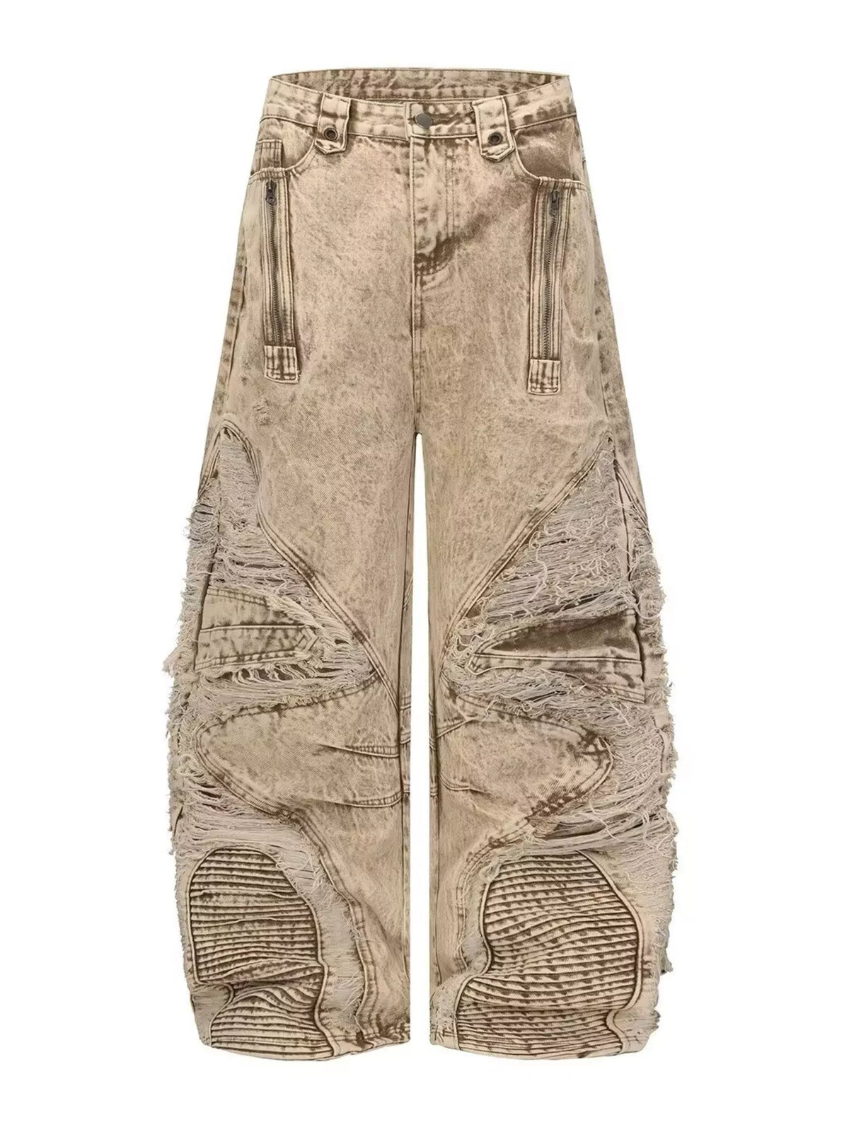 Wide-Leg Distressed Jeans in Khaki, Plus Size