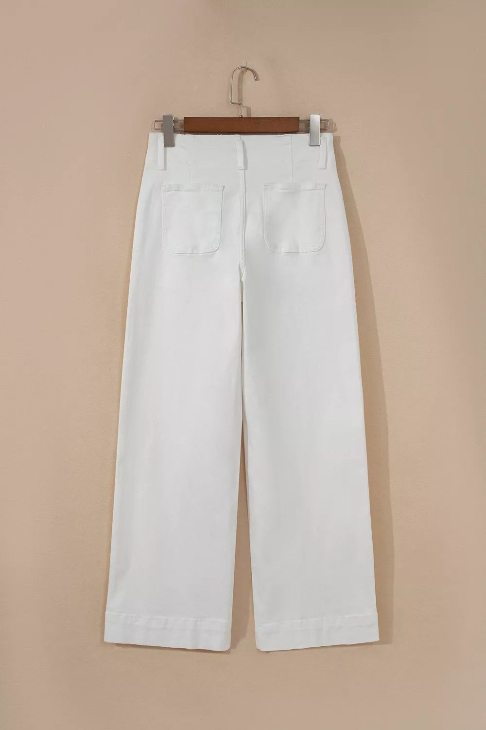 2-Button High-Waist Wide-Leg Jeans in White