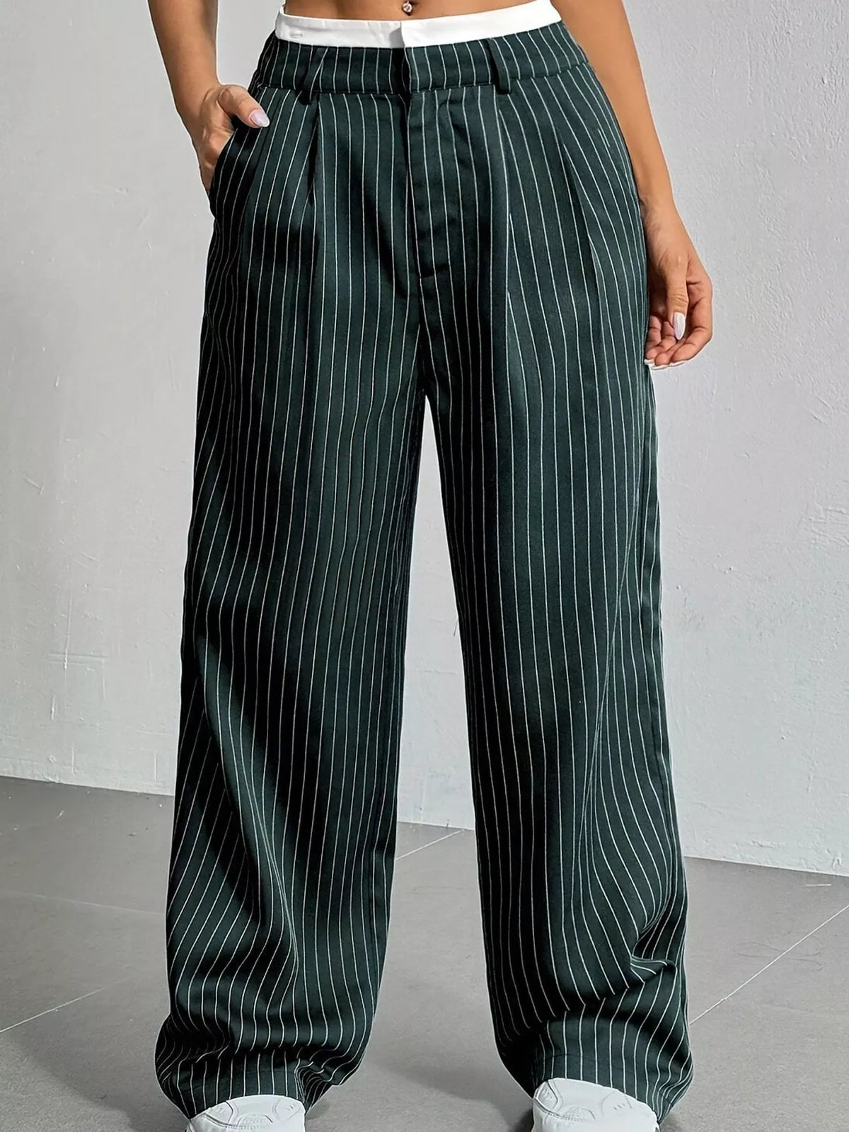 Striped Wide-Leg Pants
