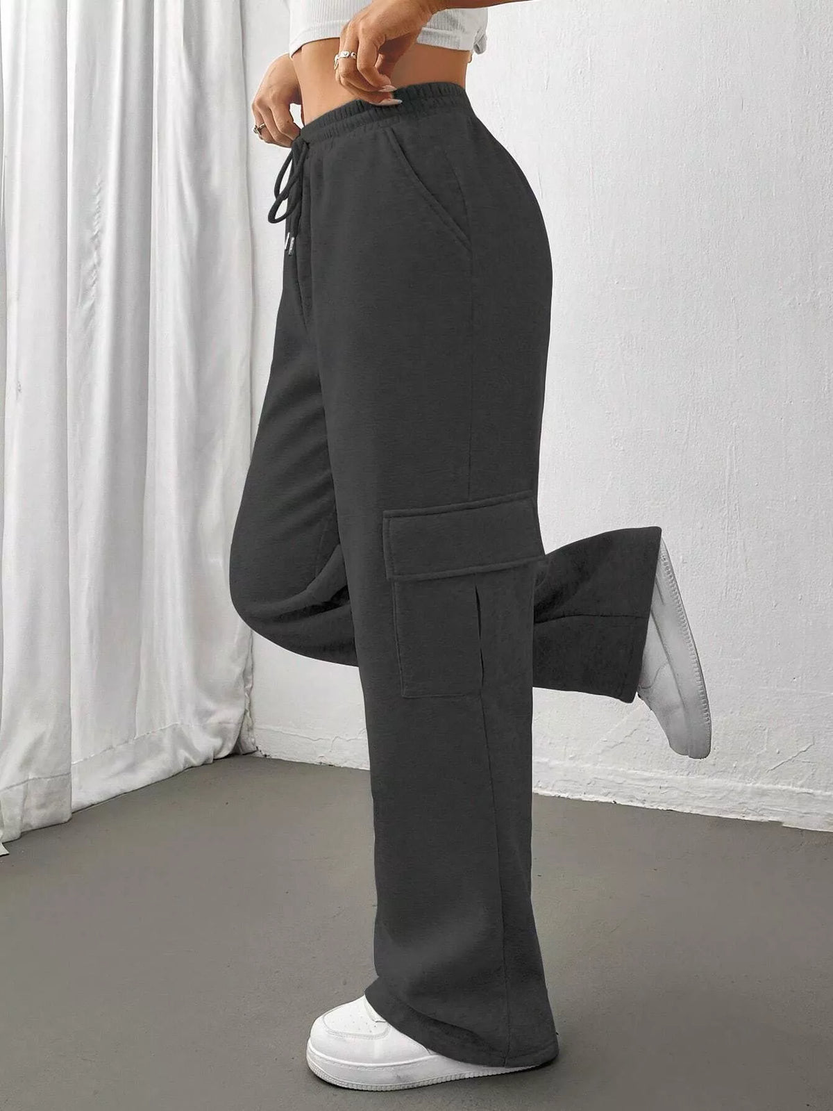 Relaxed Fit Drawstring Waist Pants