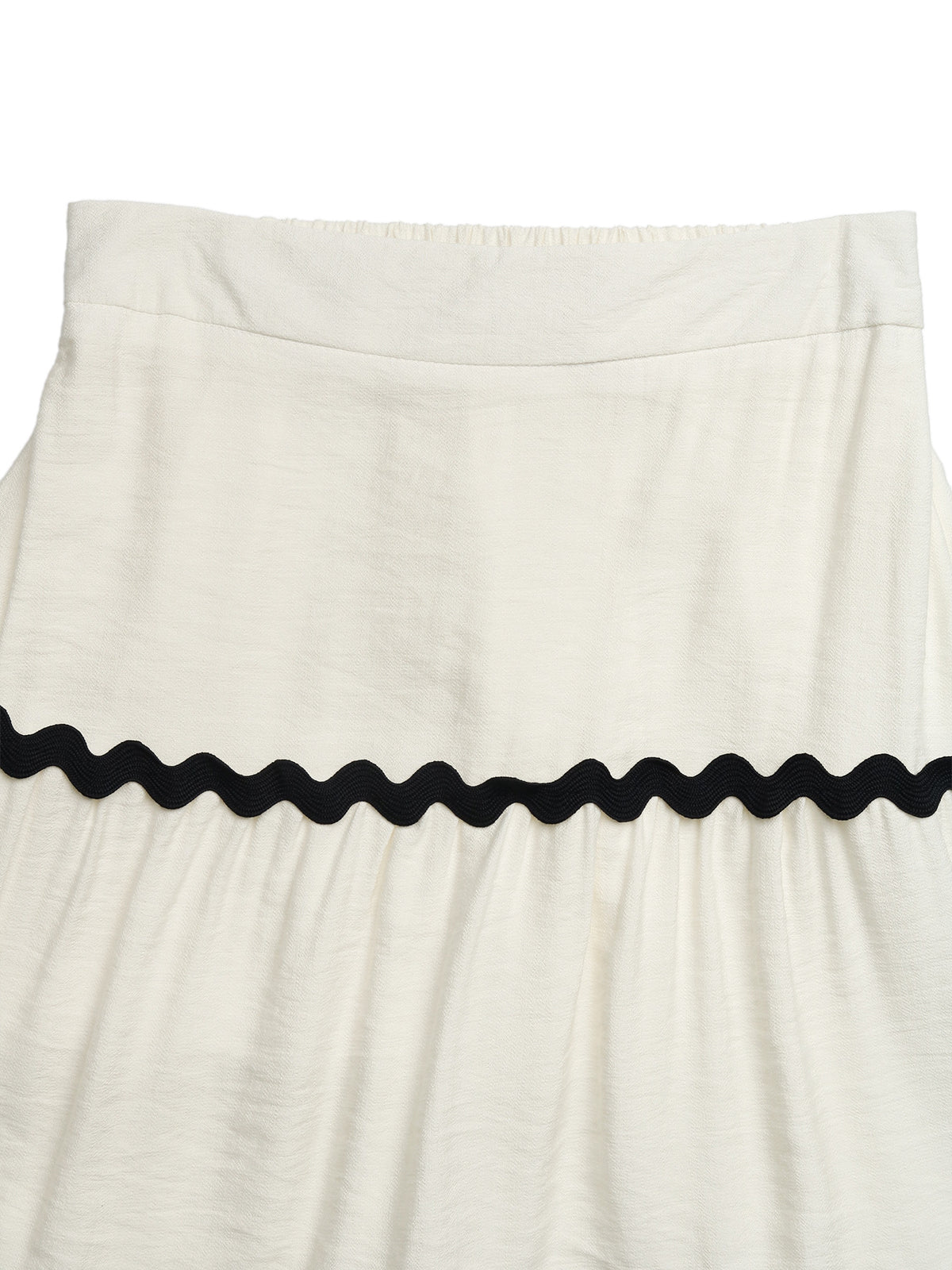 Tiered Flowy Midi Skirt in Beige