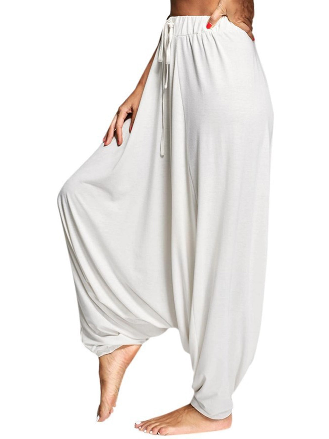 Tied Mid-Waist Long Harem Pants