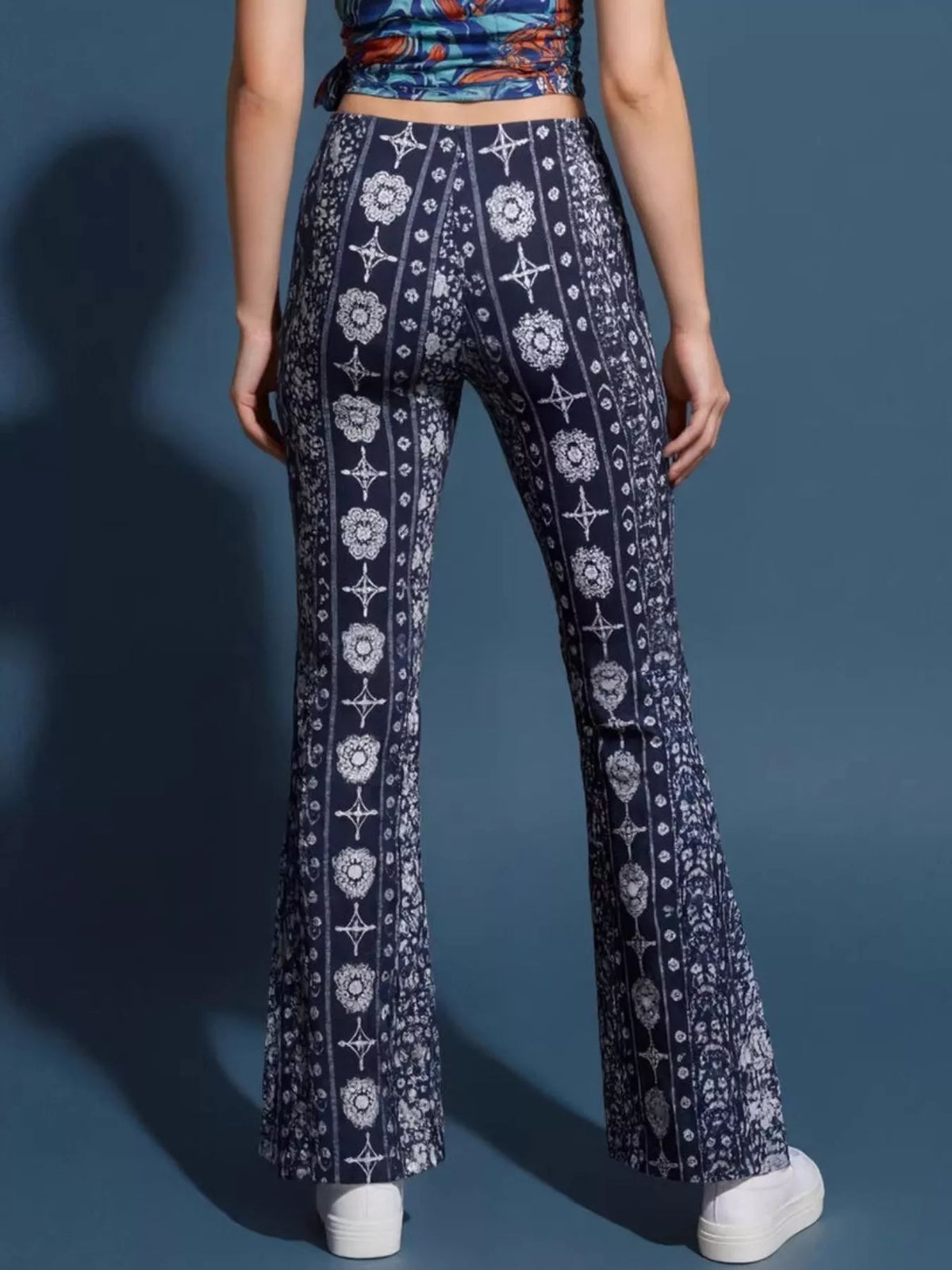 High-Waisted Flared Pants in Blue