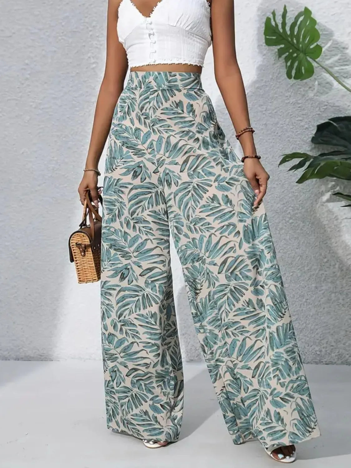 Printed High-Waist Wide Leg Pants