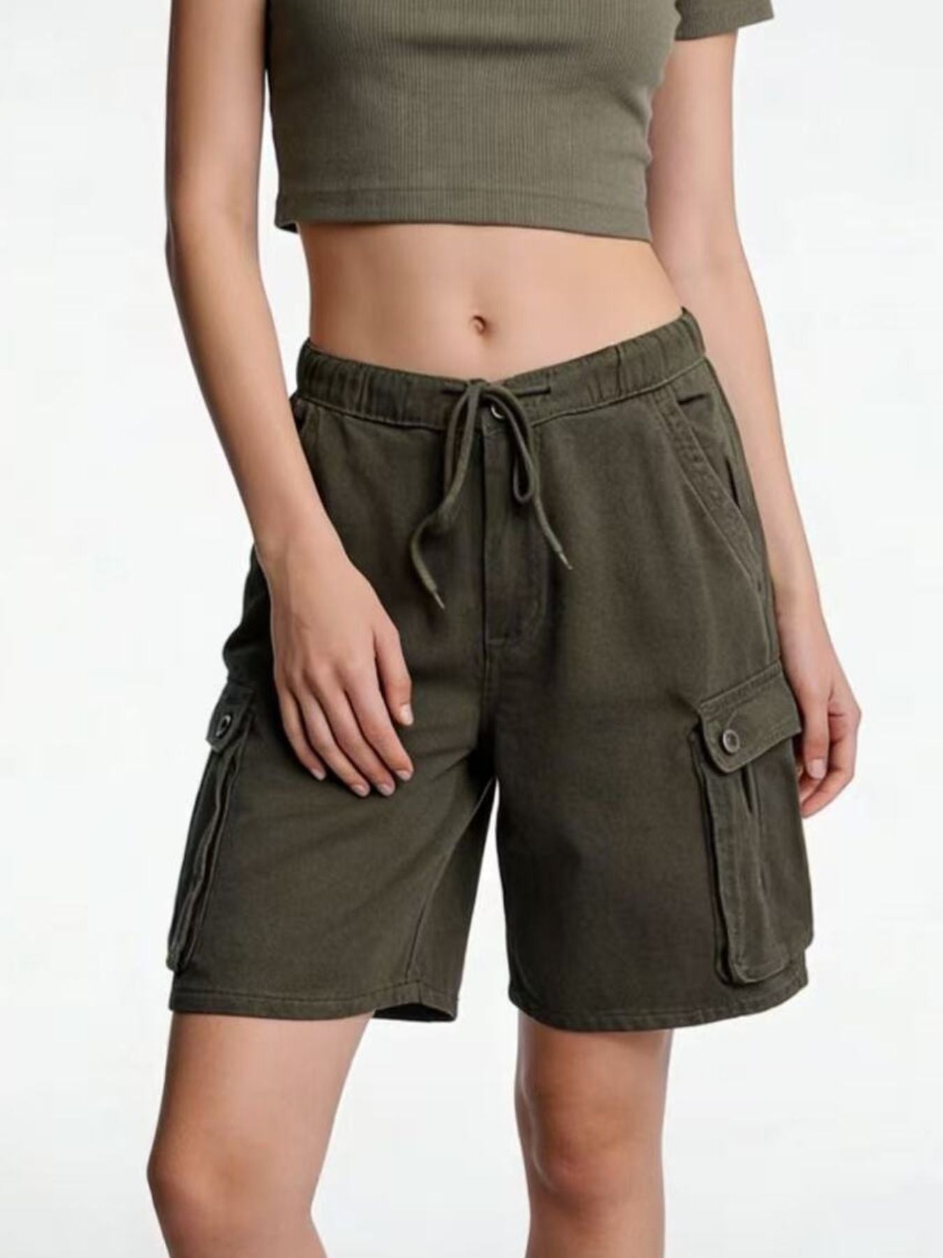 Cargo Shorts with Drawstring by Dreamy Drapes