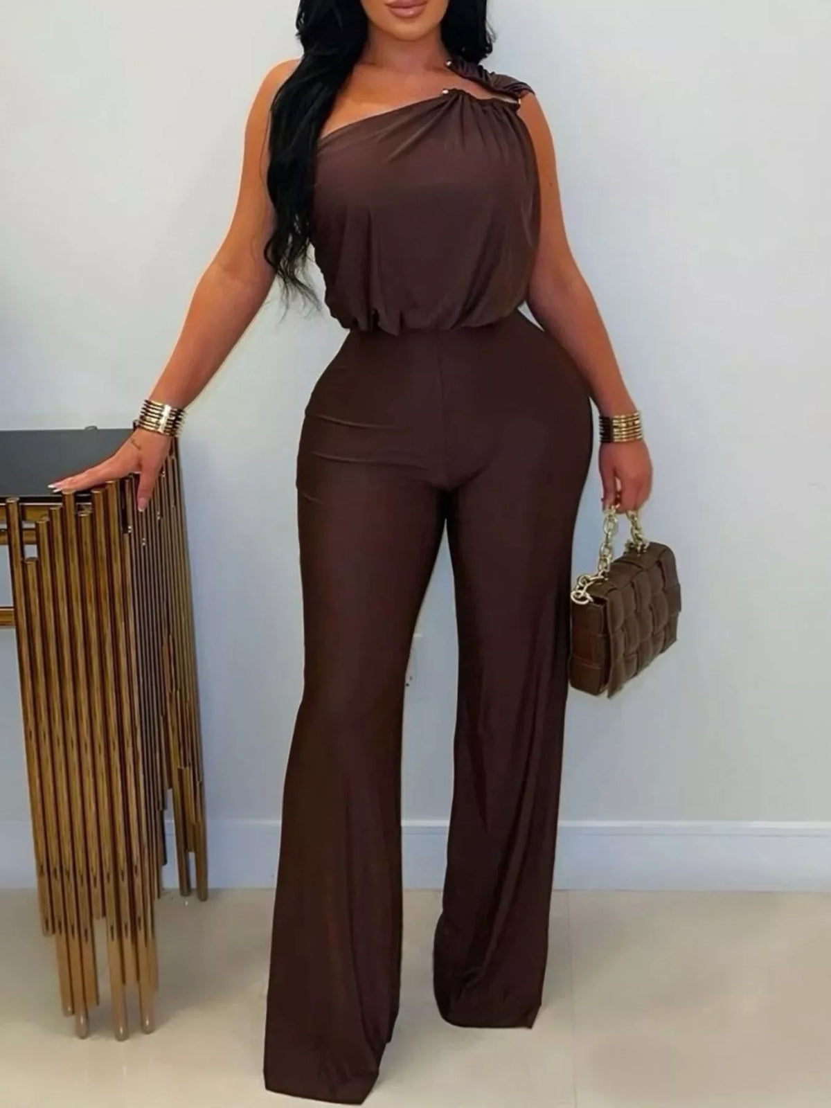One-Shoulder Wide-Leg Jumpsuit