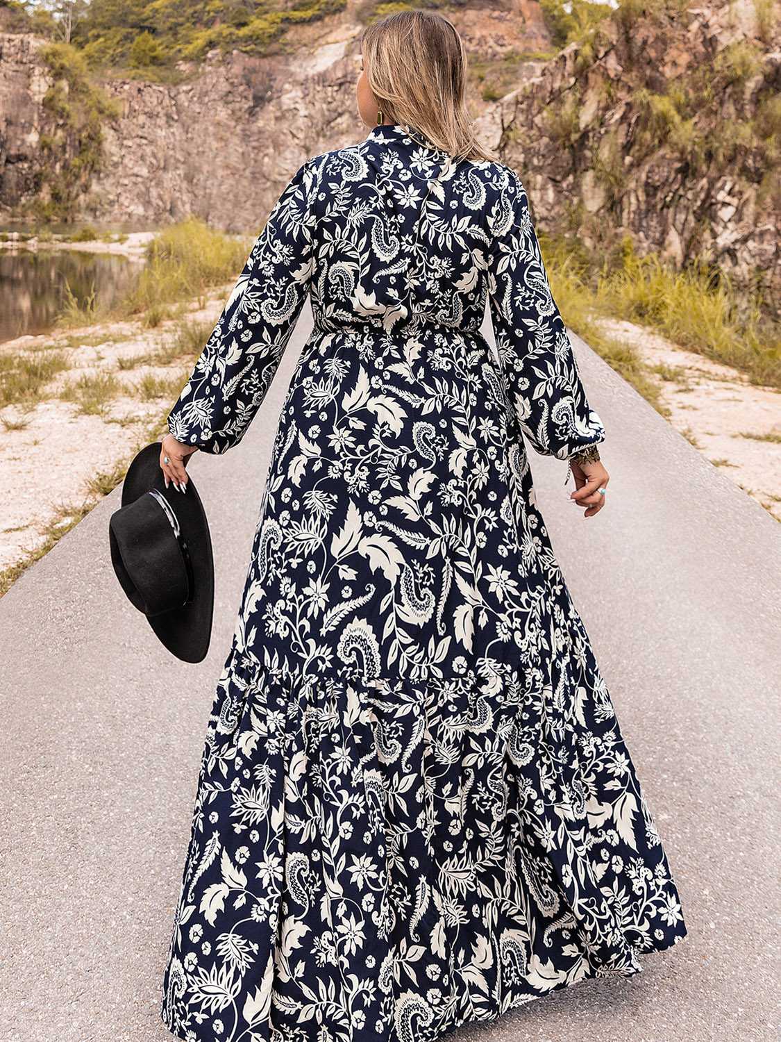 Long Sleeve Maxi Dress in Dark Navy