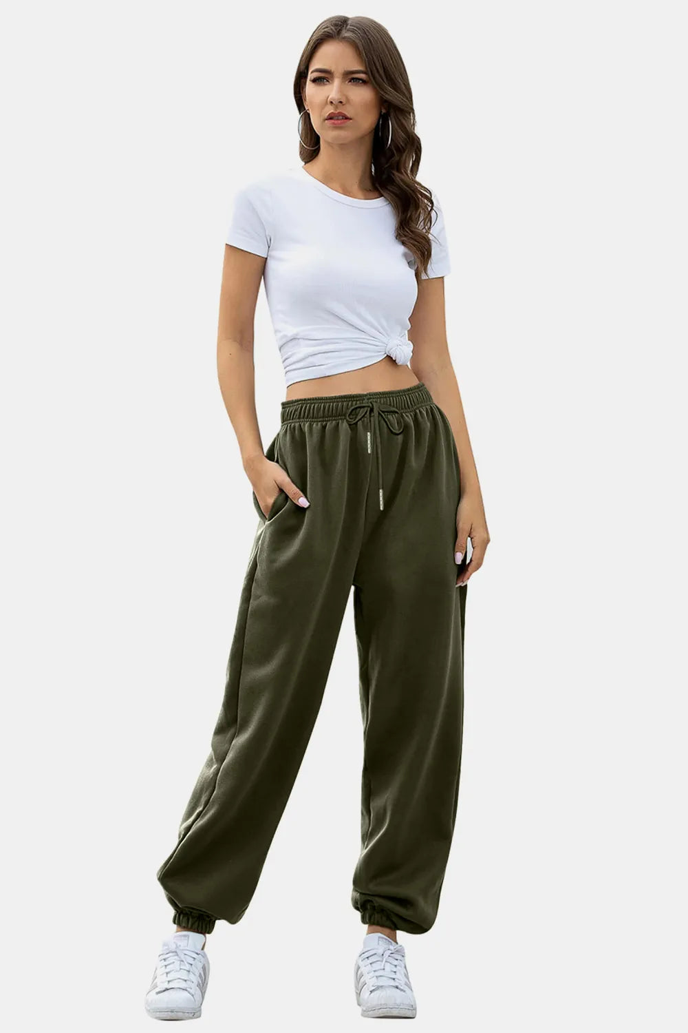 Tie-Waist Joggers with Pockets in Rich Hues by K&L