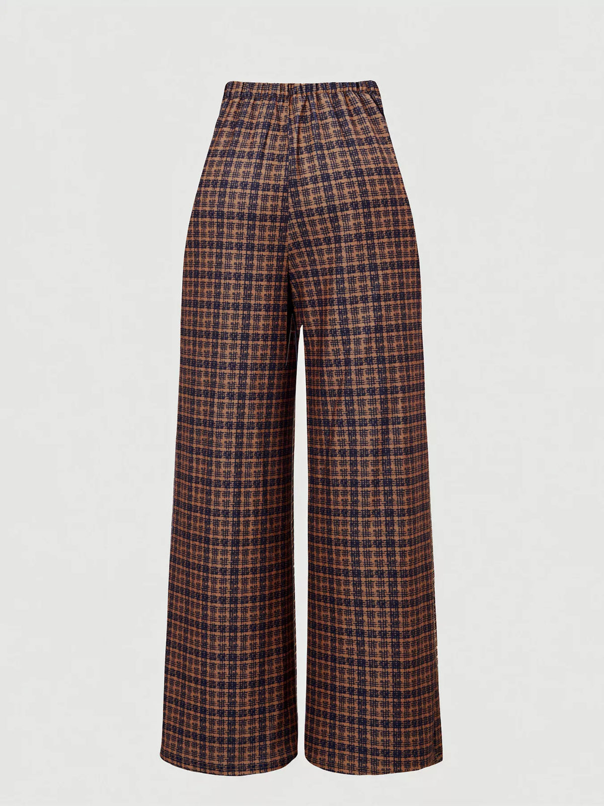 Plaid Wide-Leg Pants in Brown