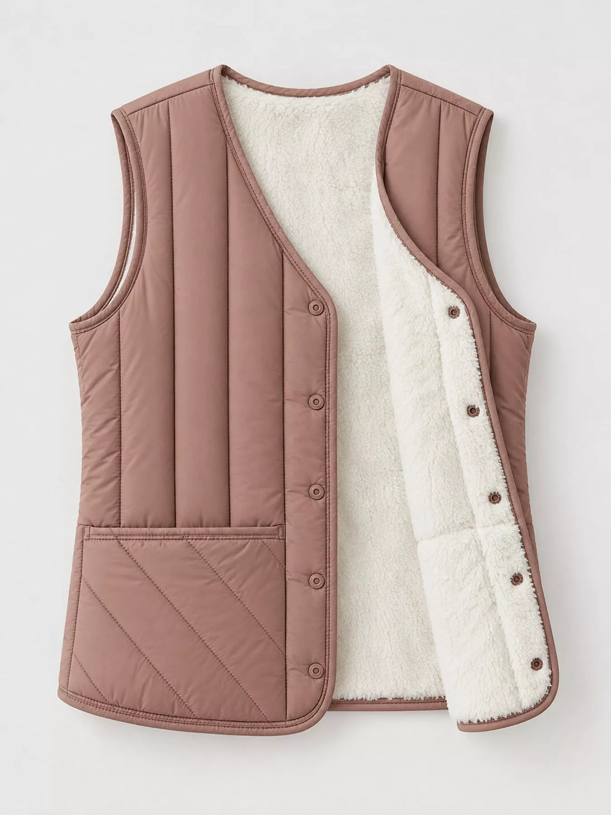 Quilted Button-Up Vest Coat