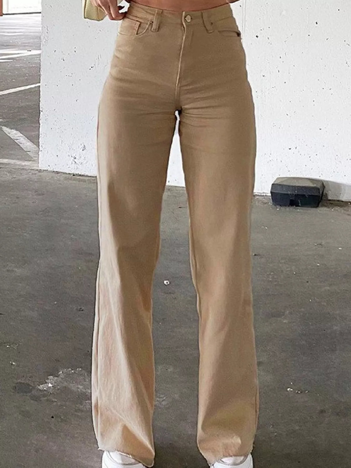 High-Waisted Vintage Wash Jeans