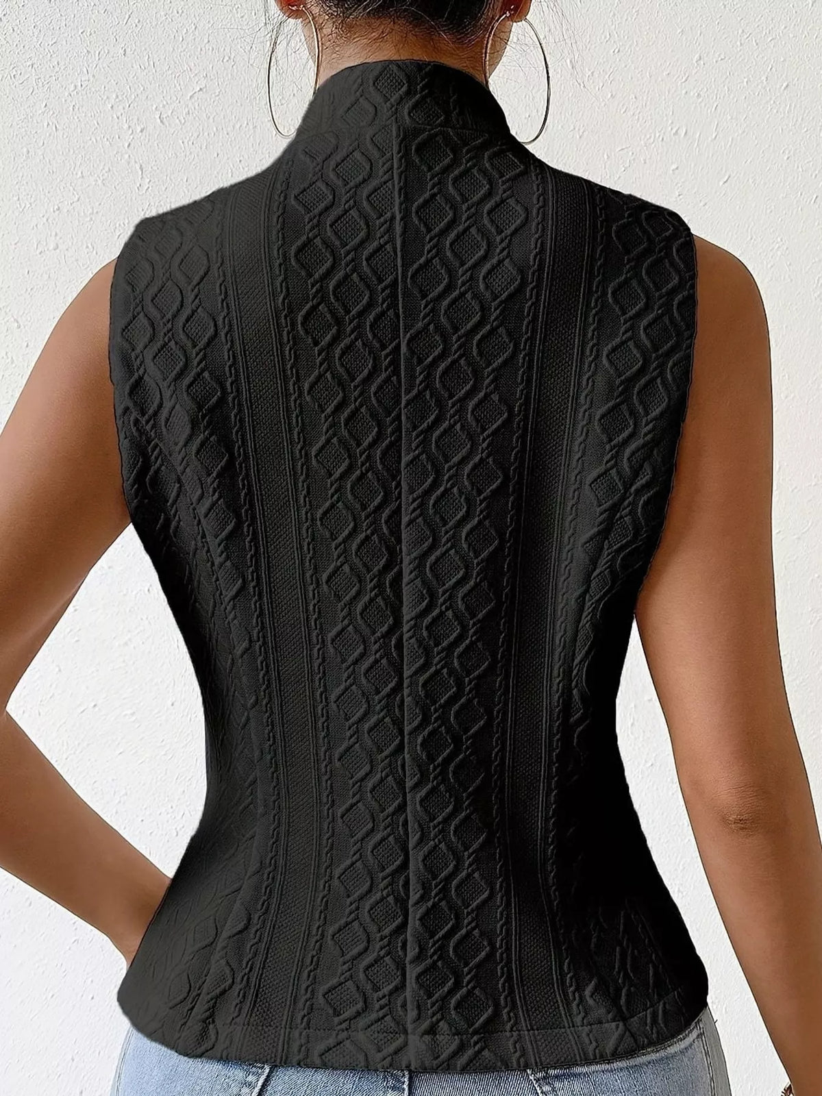Textured Single-Breasted Vest Coat