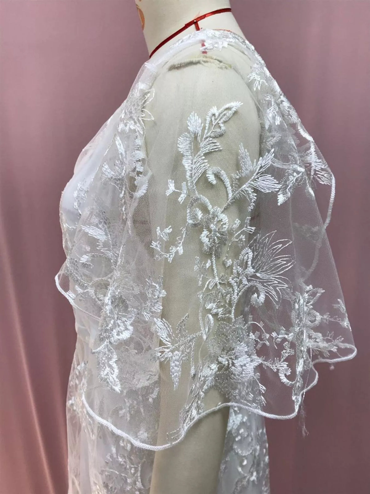 Lace Flutter Sleeve V-Neck Dress in White