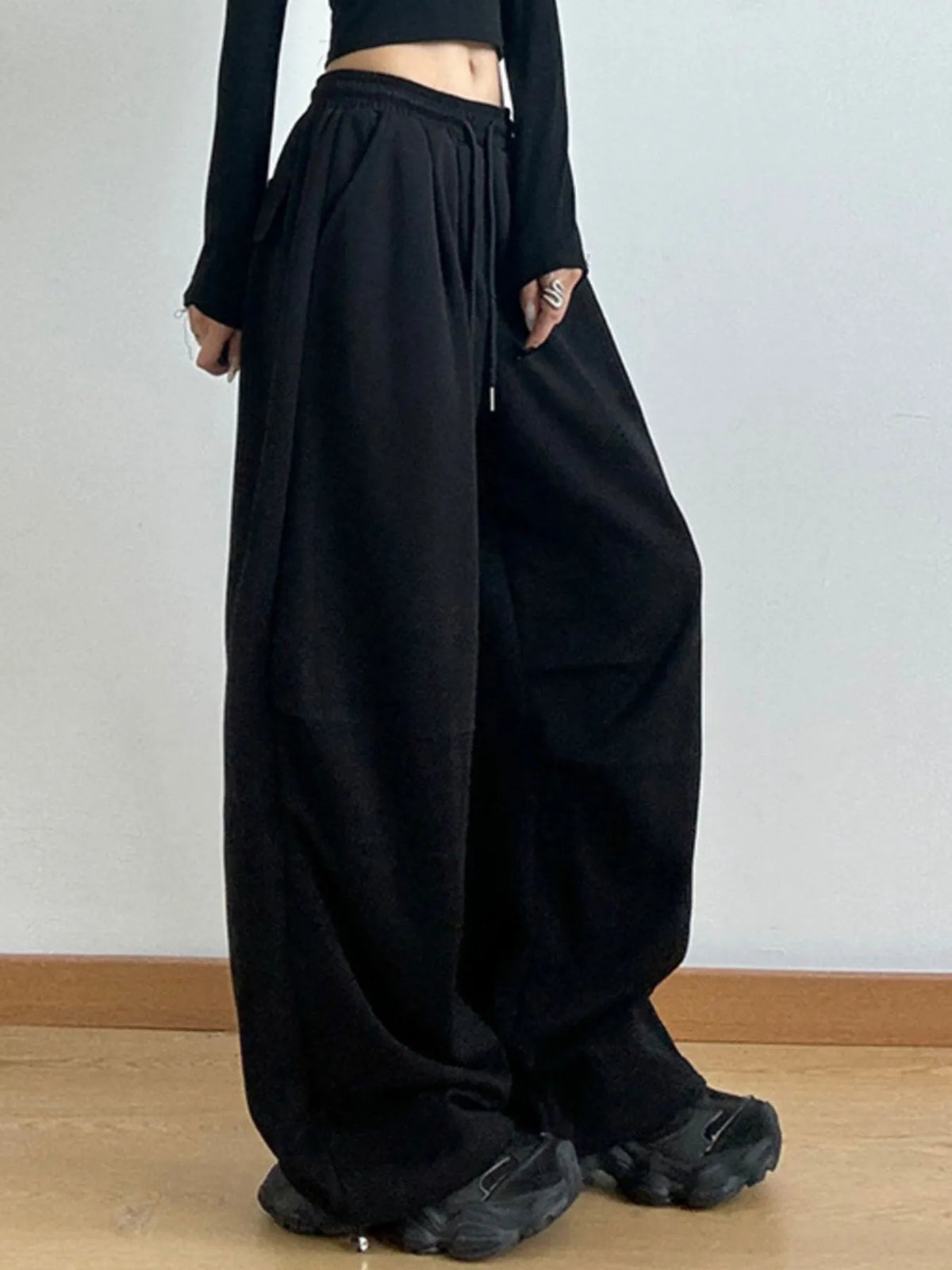 Wide Leg Pants with Drawstring Tie