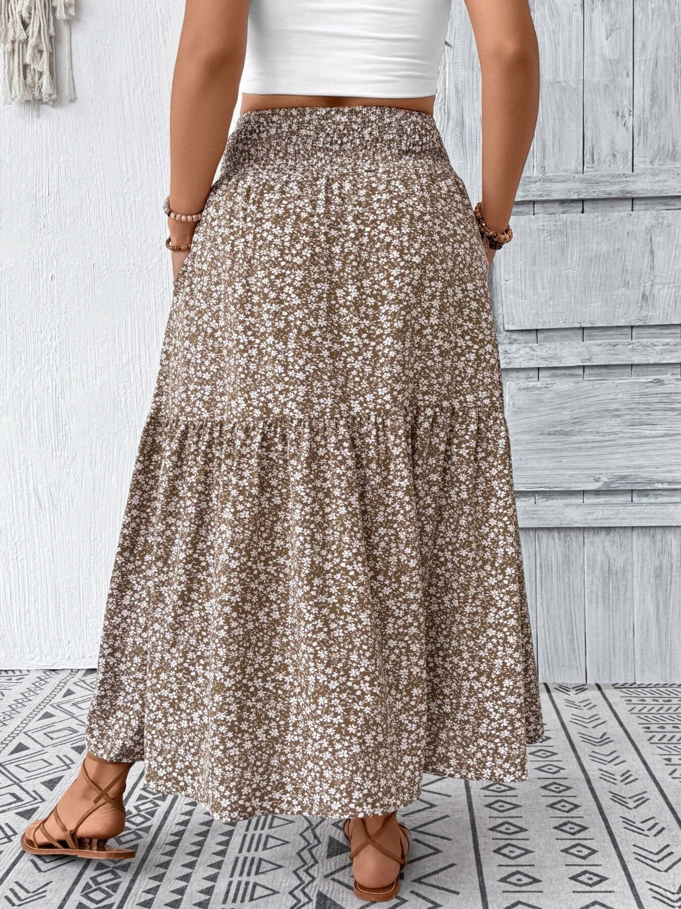 Floral Print Tiered Skirt