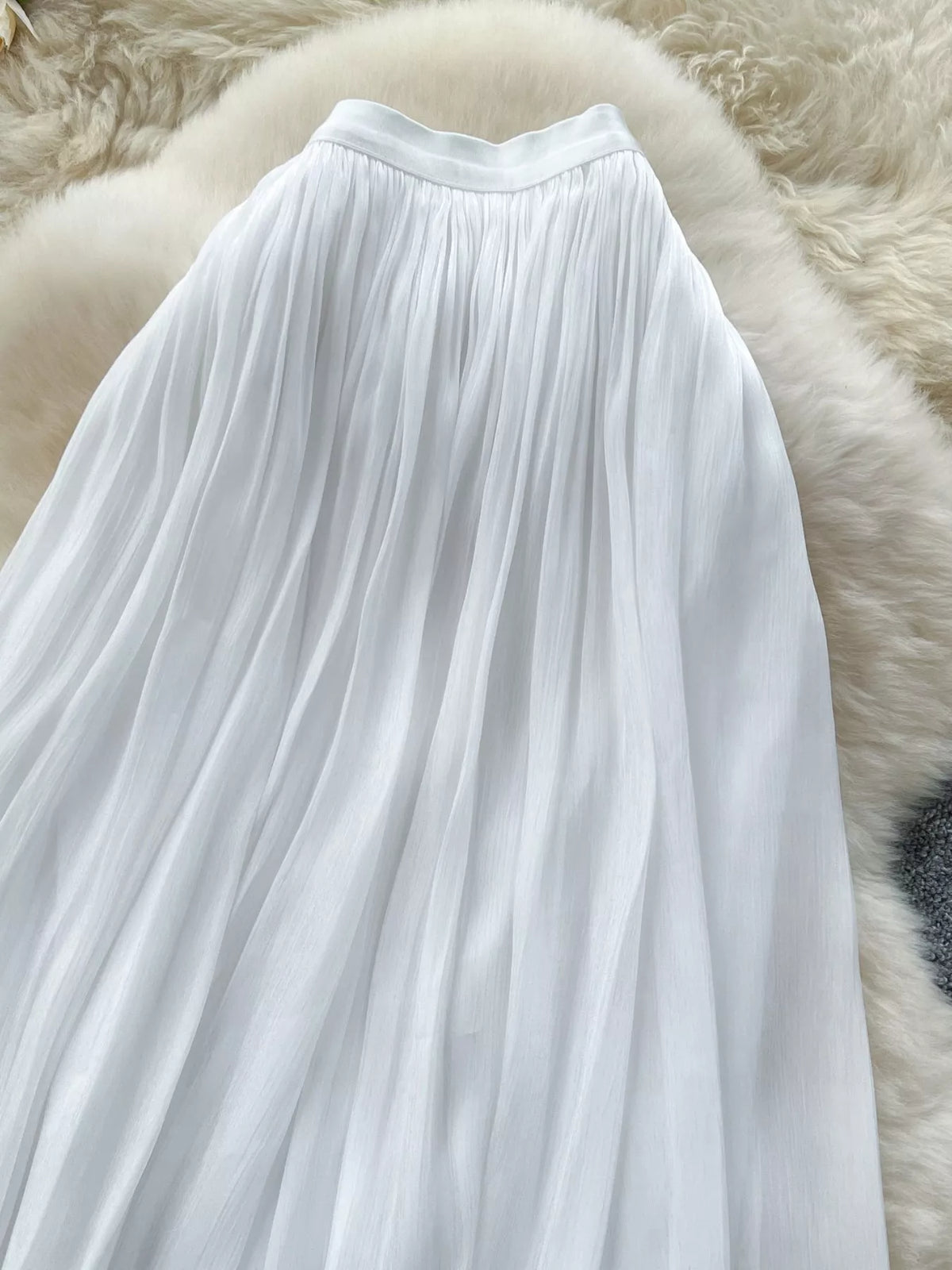 Pleated High-Waist Maxi Skirt