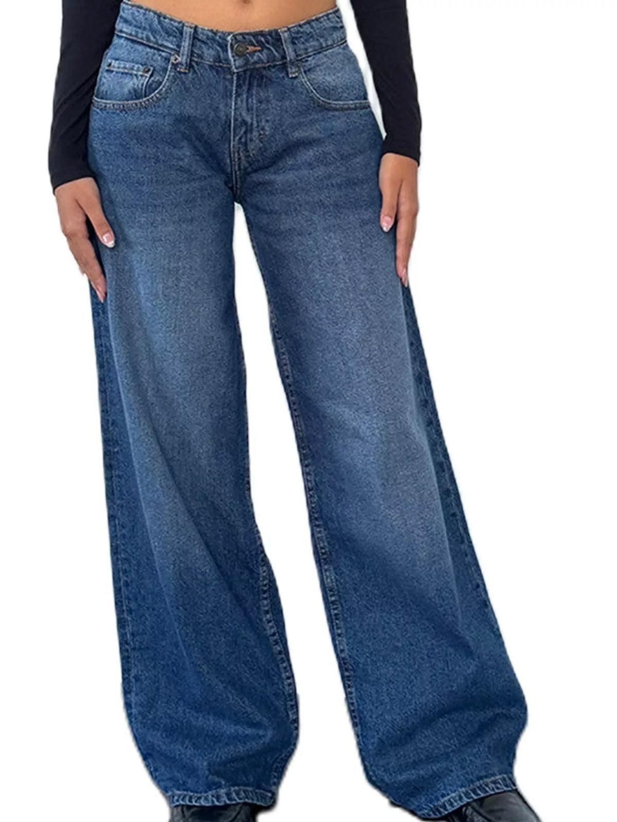 Wide-Leg Vintage Wash Jeans