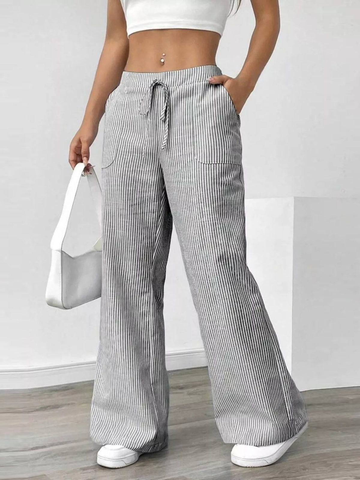 Striped Wide-Leg Pants