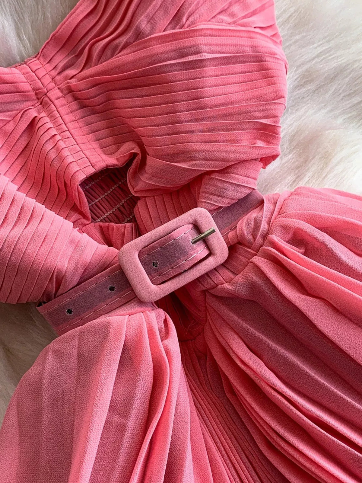 Pleated Layered Midi Dress