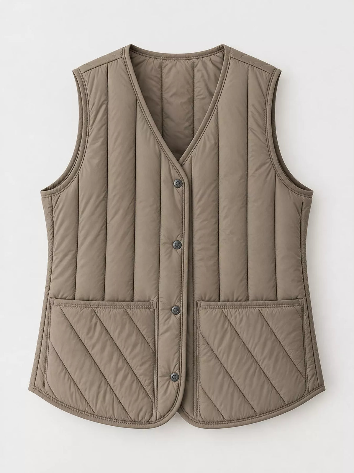 Quilted Button-Up Vest Coat