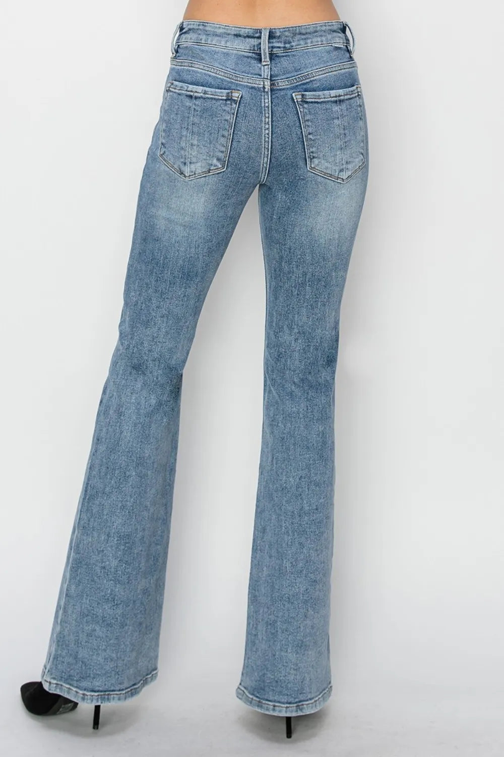 Risen Mid Rise Bootcut Jeans in Medium Wash