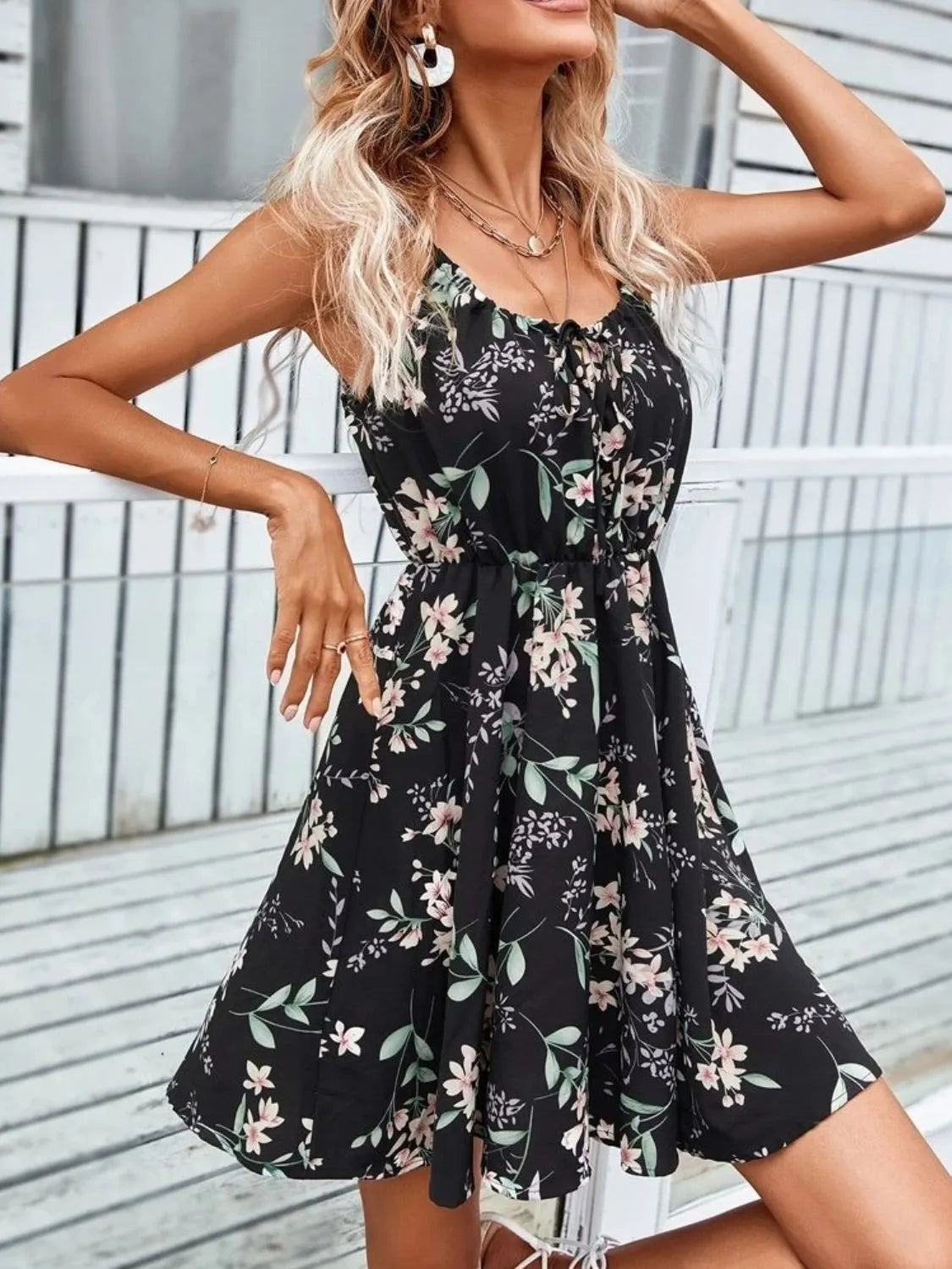 Floral Print Spaghetti-Strap Mini Dress