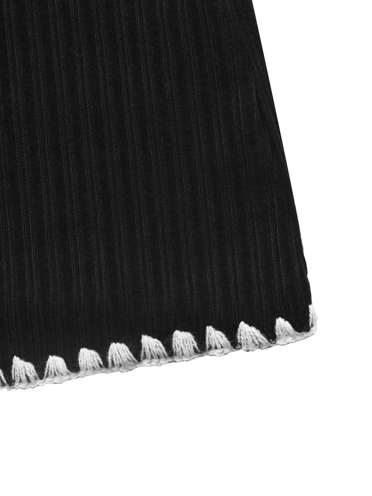 Contrast Trim Ribbed Sweater Dress in Black
