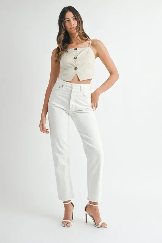 Button-Down Tank Top in Oatmeal