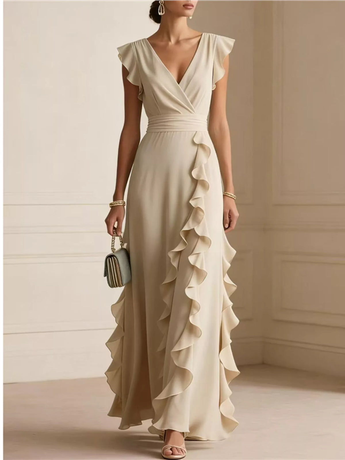Ruffled Surplice Maxi Dress