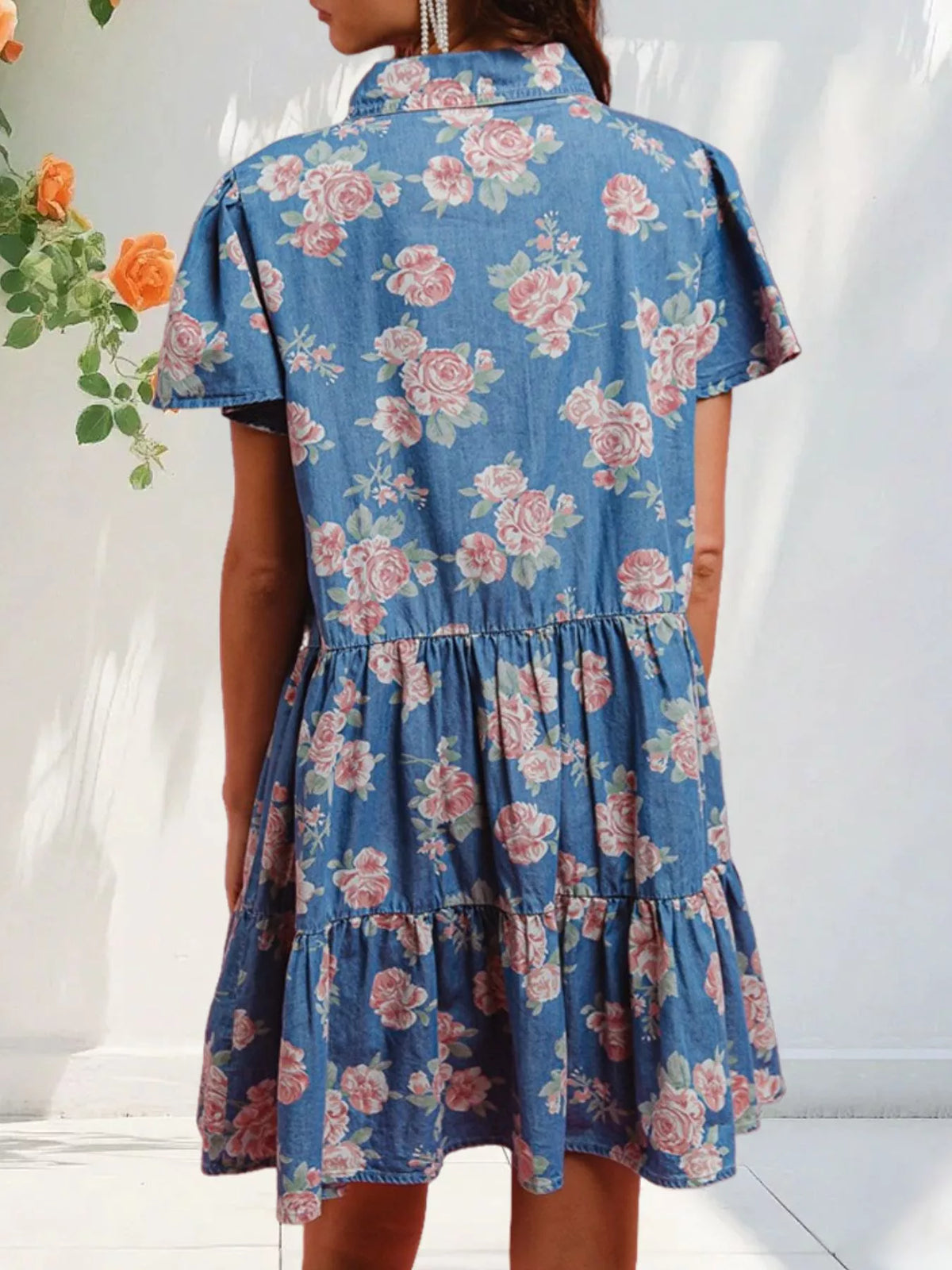 Floral Print Tiered Mini Dress