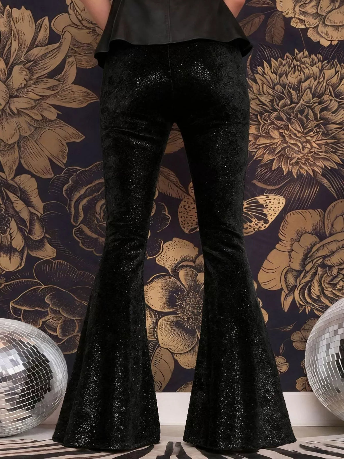 High-Waisted Velvet Flared Pants