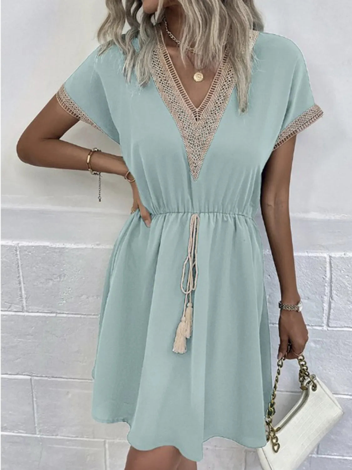 V-Neck Short Sleeve Plus Size Dress