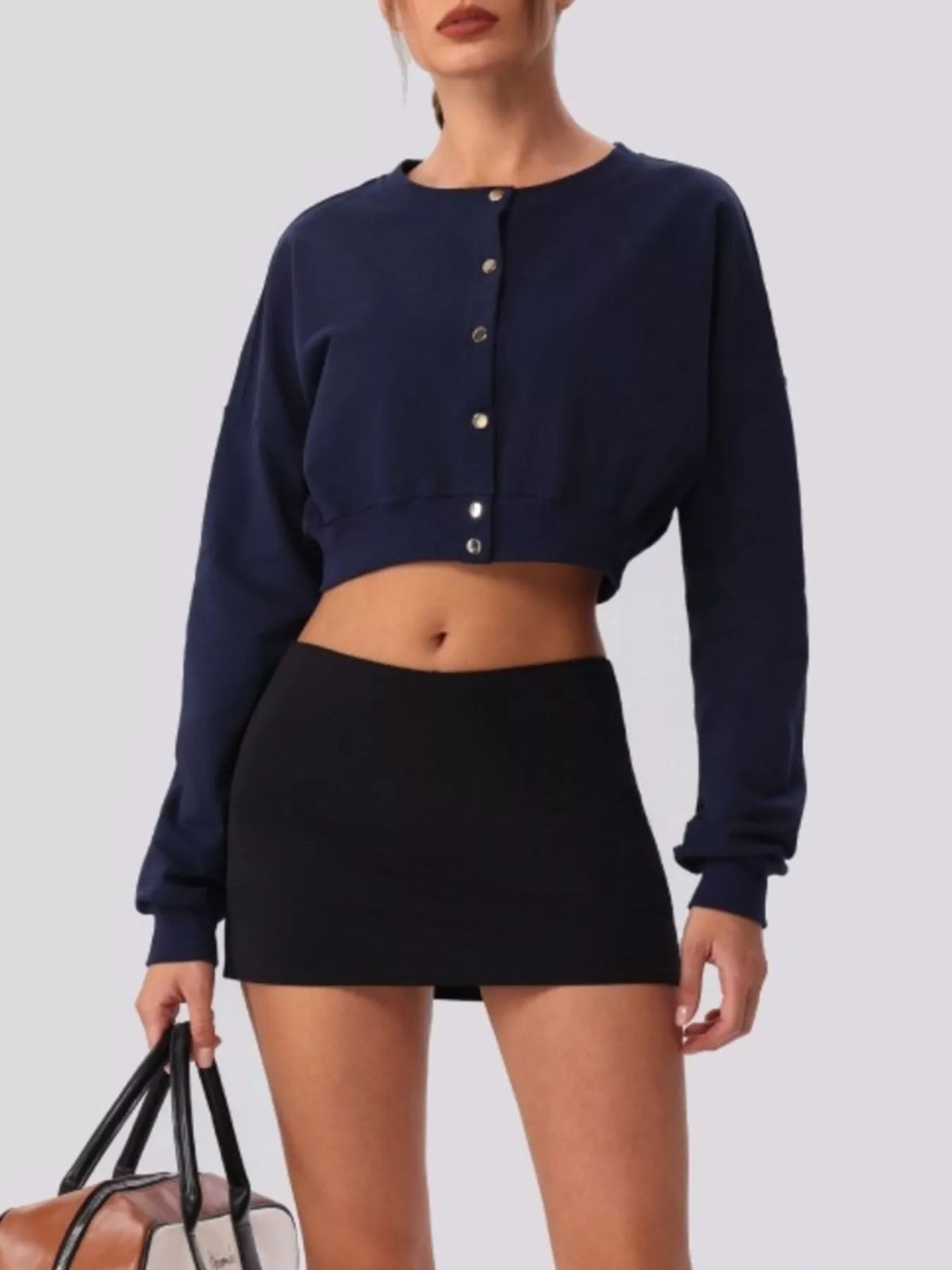 Cropped Button-Down Active Top