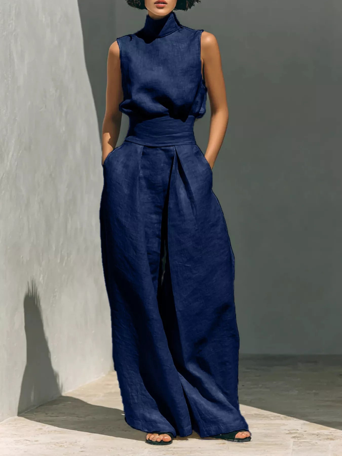 Smocked Waist Wide-Leg Jumpsuit