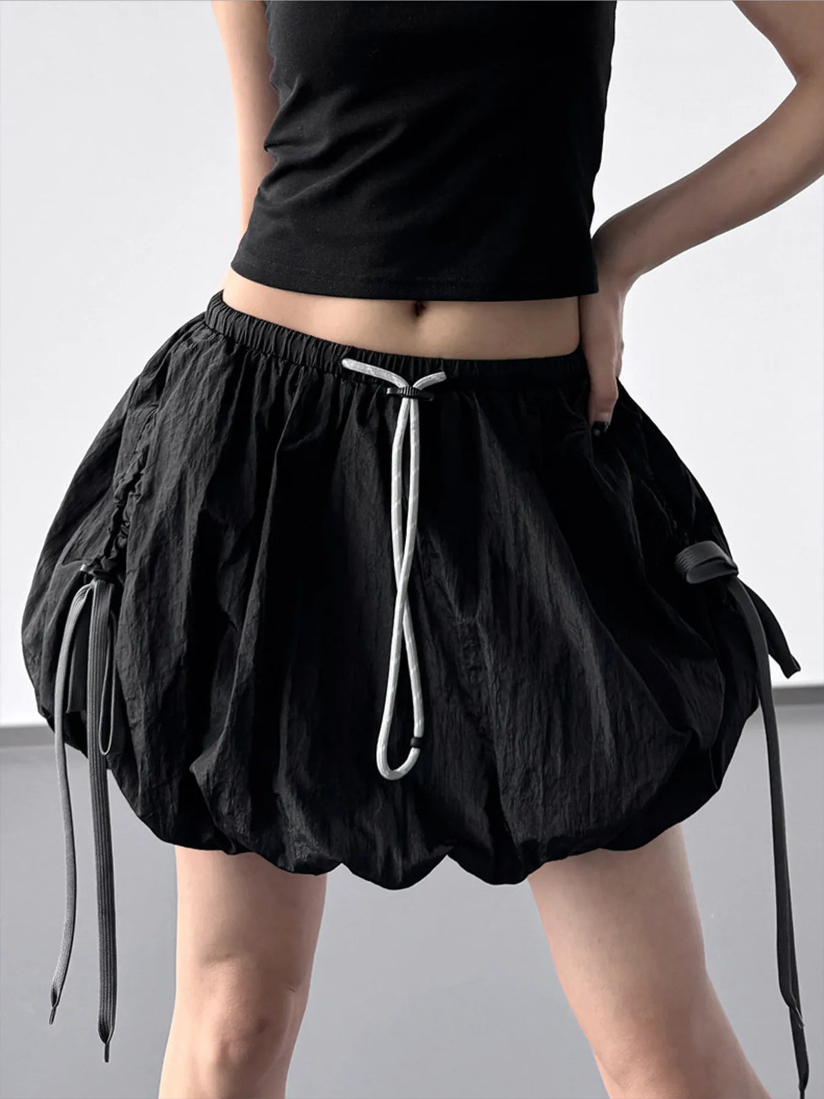 Bubble Hem Drawstring Shorts