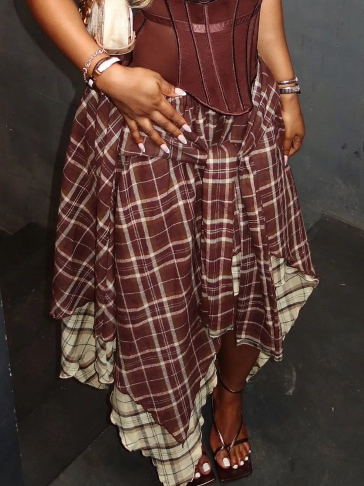 Asymmetrical Plaid A-Line Skirt