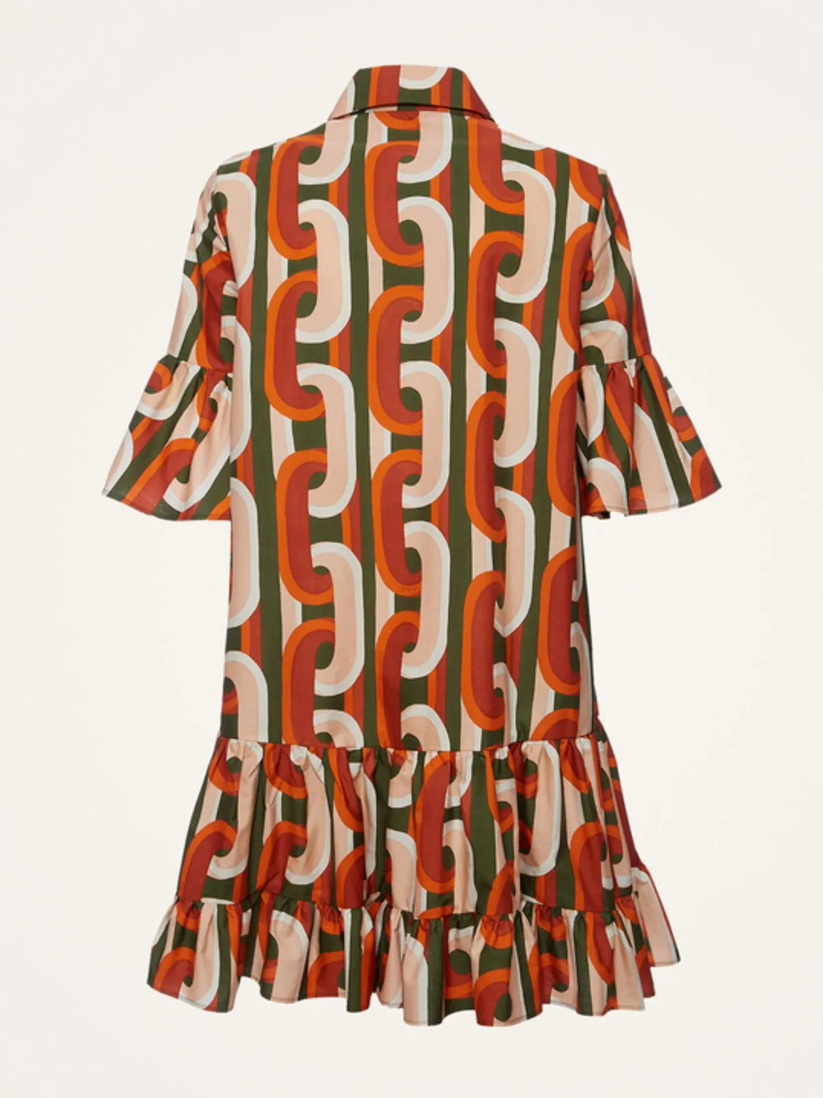 Buttoned Floral Ruffle-Sleeve Mini Dress by Rosaline