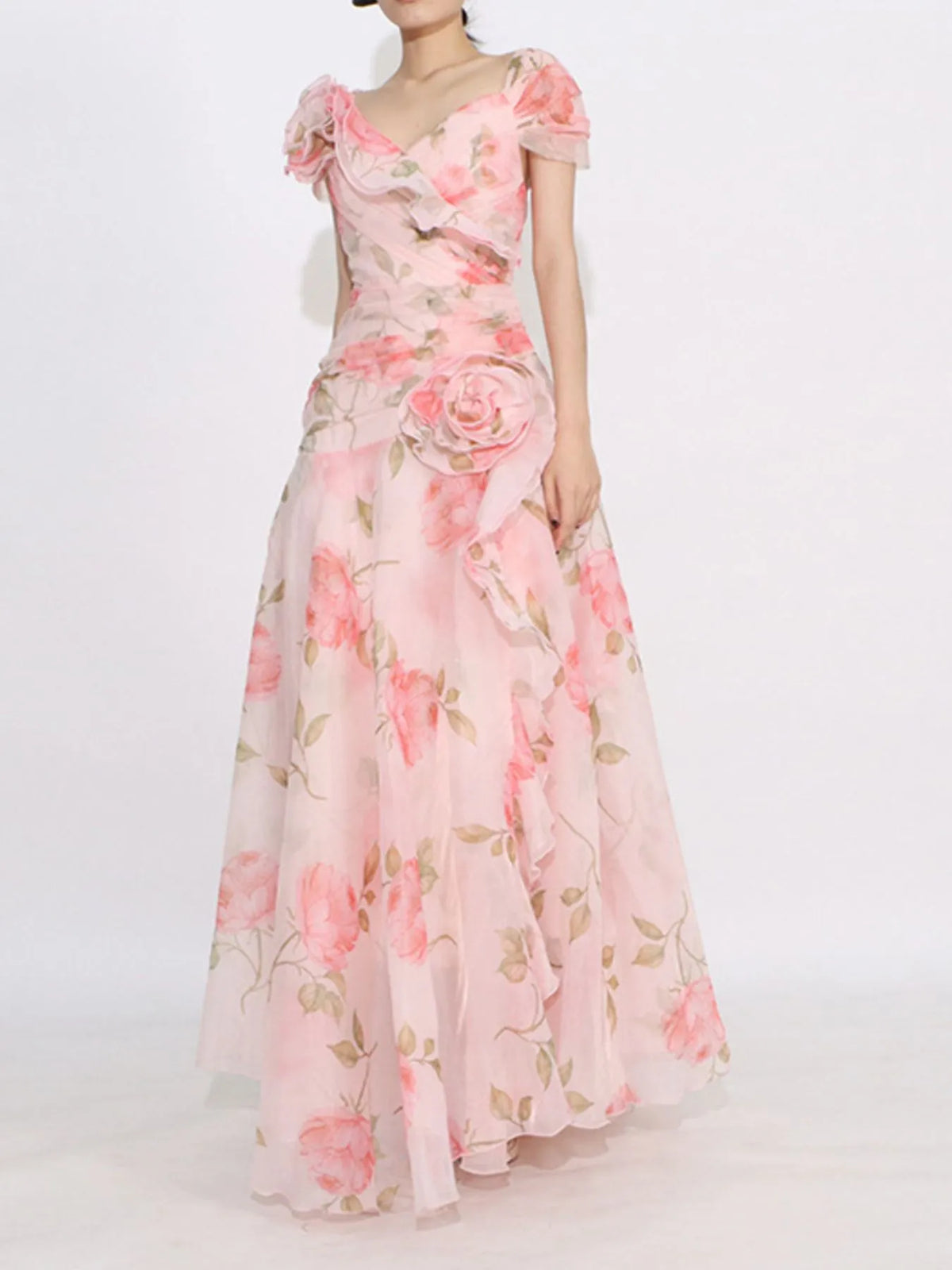 Floral Ruffled Maxi Dress in Print