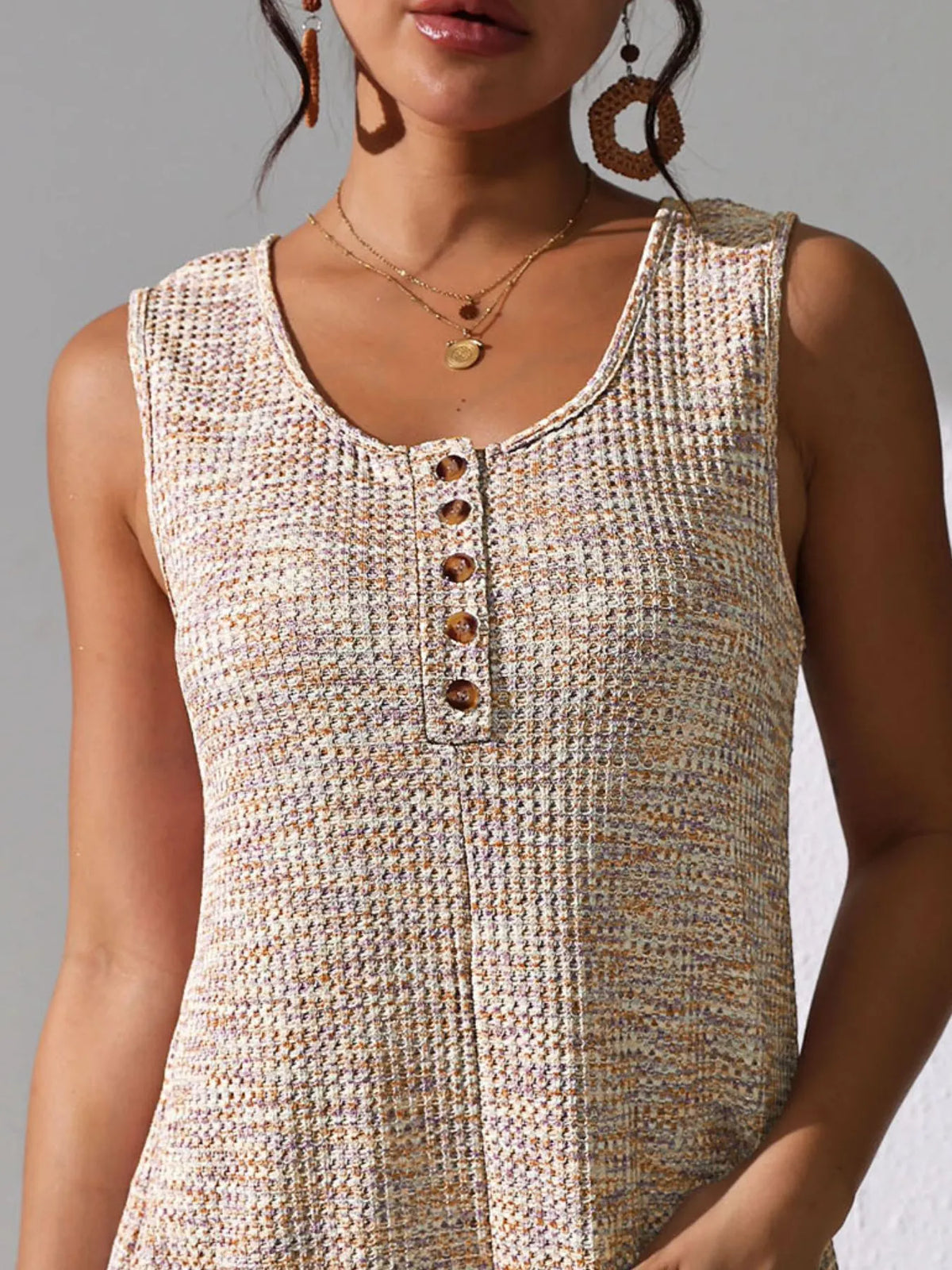 Button Front Romper with Pockets