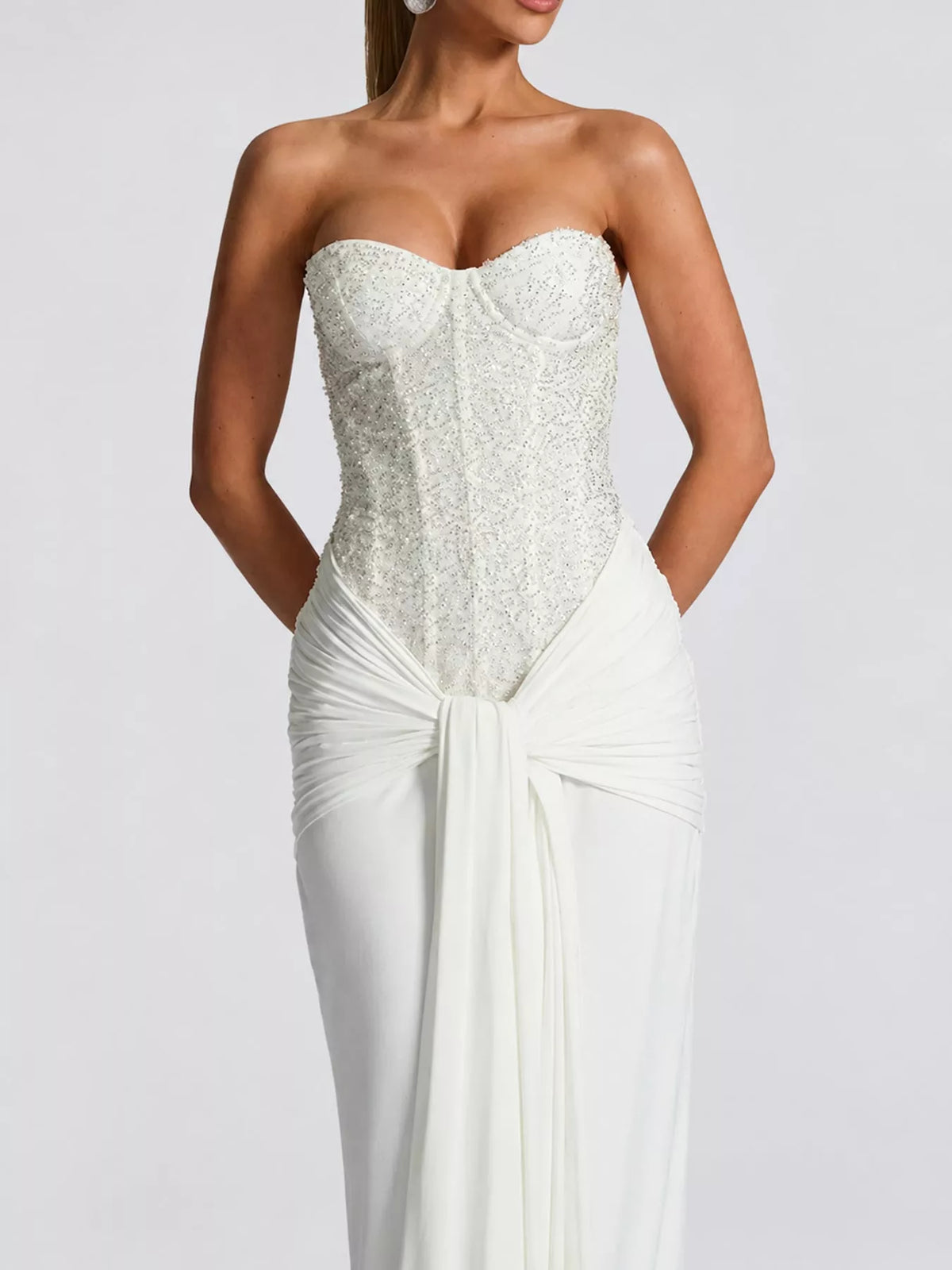 Strapless Sequin Corset Maxi Dress