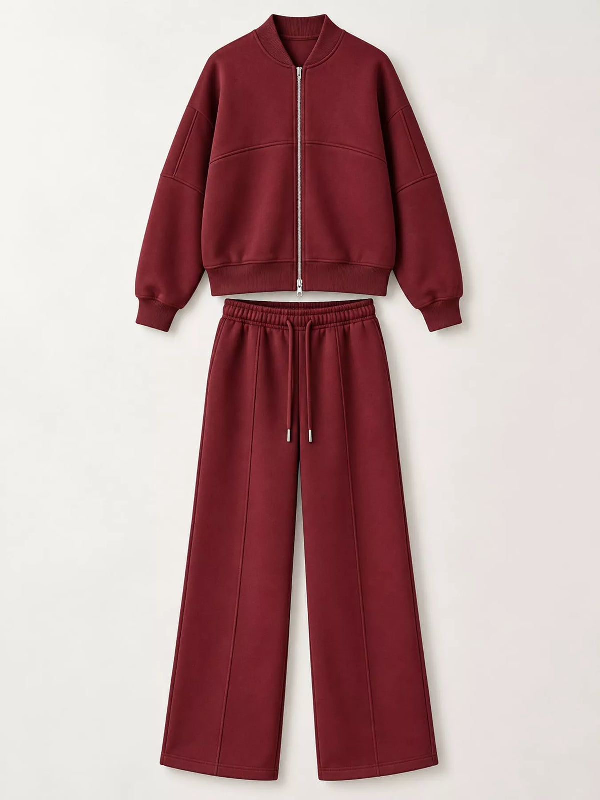 Zip-Up Jacket and Wide-Leg Sweatpants Set