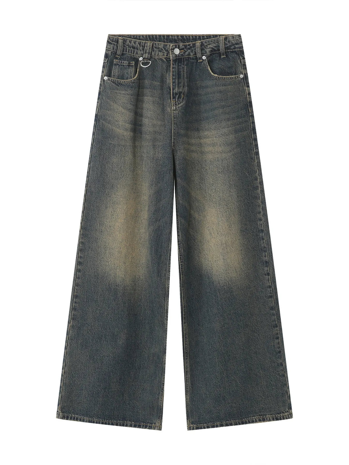 Vintage Wash Wide Leg Jeans in Dark Blue by Firm Stand
